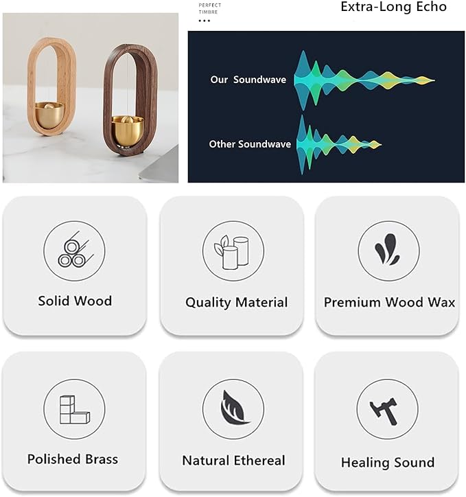 Shopkeepers Bell - Magnetic Attached Doorbell for Door Opening - Unique Office Ornament and Hanging Decoration for Business Entrance, Fridge Sticker and Barn Door (Side-Fixing-Beechwood)