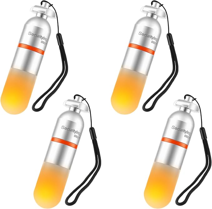 SecurityIng 4-Pack Dive Marker Light, 150m Waterproof Mini Scuba Tank Light, Steady & Flash Modes,AAA Battery Included, LED Diving Signal Light for Night Diving Camping Cave Adventure-Yellow