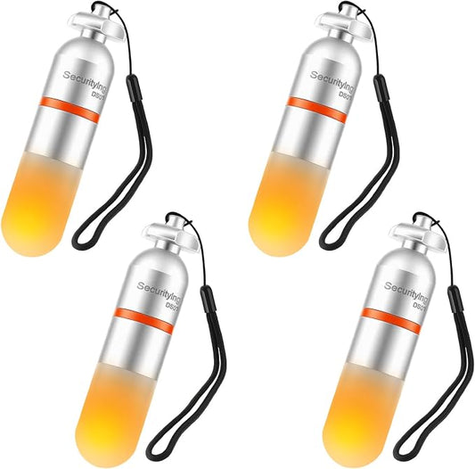 SecurityIng 4-Pack Dive Marker Light, 150m Waterproof Mini Scuba Tank Light, Steady & Flash Modes,AAA Battery Included, LED Diving Signal Light for Night Diving Camping Cave Adventure-Yellow