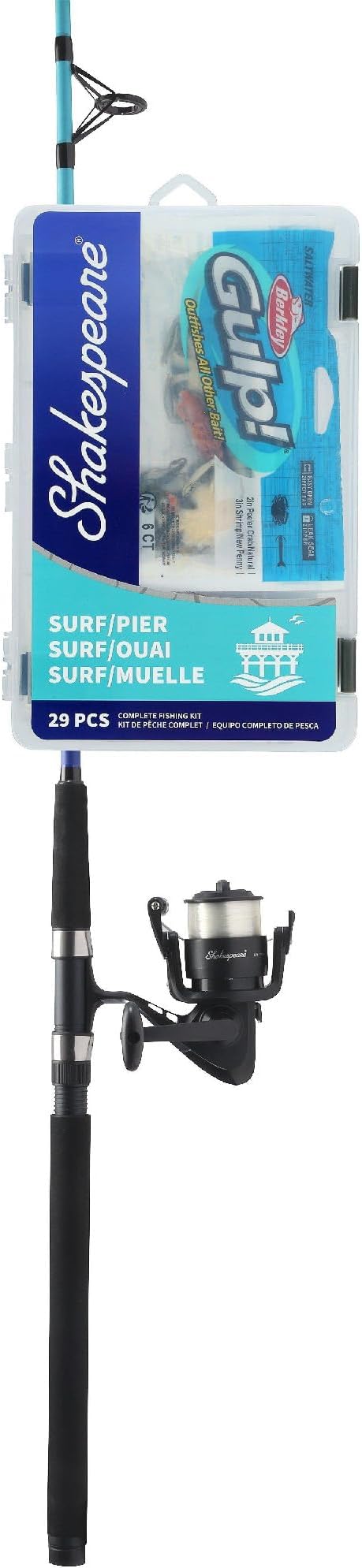 Shakespeare Catch More Fish Spinning Reel and Fishing Rod Combo with Kit