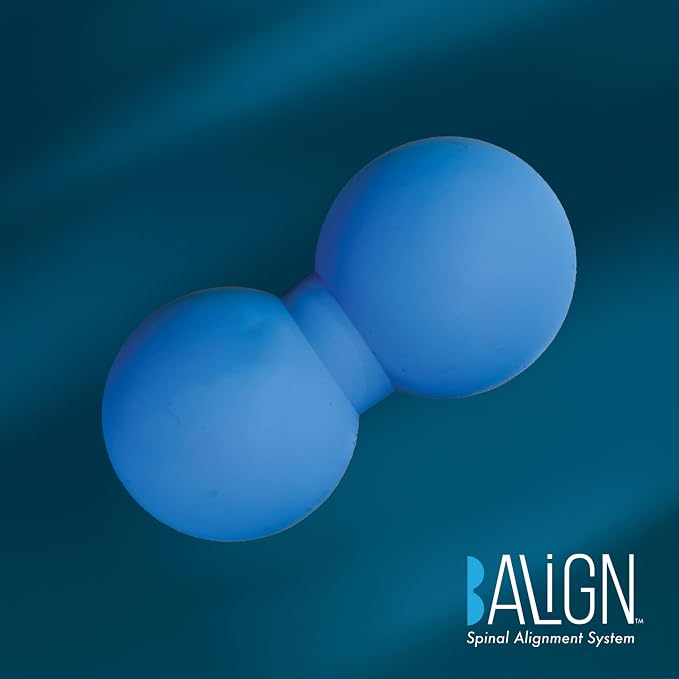 BAlign® Bowtie, Patented Half-Peanut Massage Ball, Back Pain Relief, Spine & Pelvic Alignment, Yoga Stretching & Mobility Aid, Myofascial Release & Trigger Point Therapy (Baby Blue)
