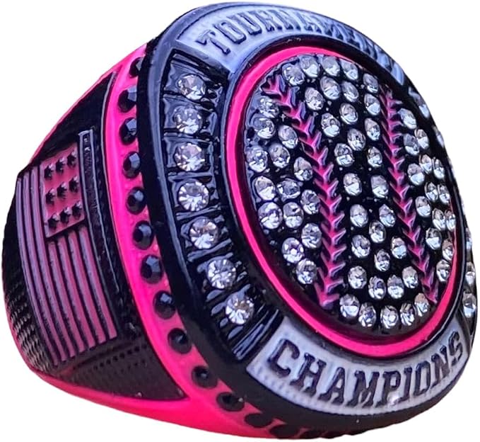 Legacy Rings 1 or 12 Pack Bright Pink Softball Baseball Championship Trophy Ring Women's Award for Tournament Champion or Finalist
