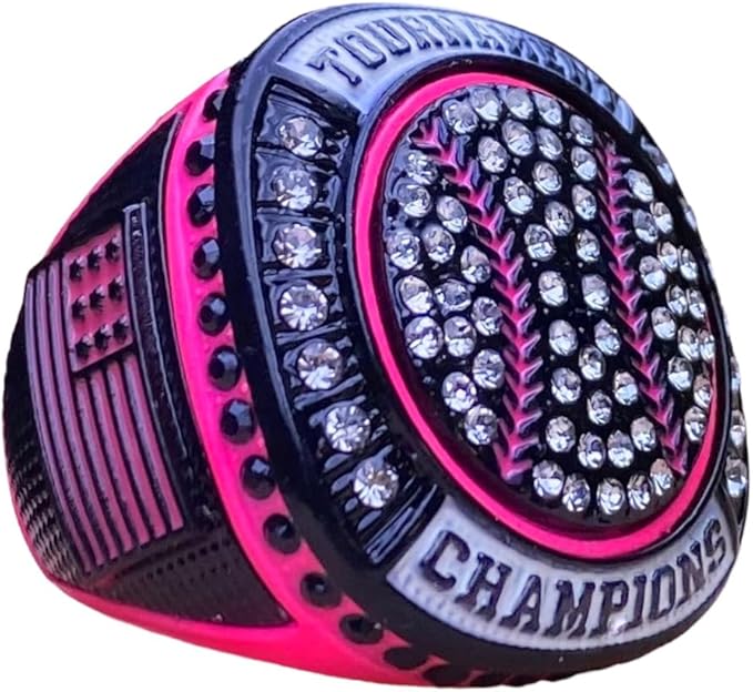 Legacy Rings 1 or 12 Pack Bright Pink Softball Baseball Championship Trophy Ring Women's Award for Tournament Champion or Finalist