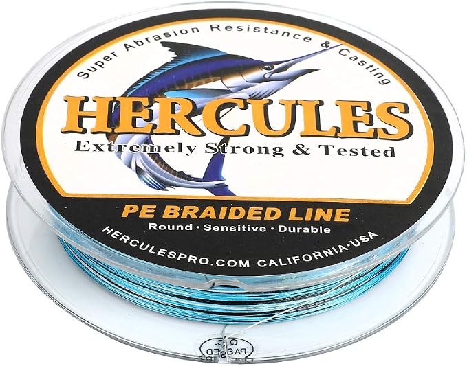 HERCULES Cost-Effective Super Cast 8 Strands Braided Fishing Line 10LB to 300LB Test for Salt-Water,109/328/547/1094 Yards(100M/300M/500M/1000M),Diam.#0.12MM-1.2MM,Hi-Grade Performance,Variety Colors