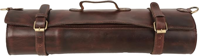 vintage crafts Genuine Buffalo Leather Knife Roll Set Chef's Knife Holder Cutlery Sheath Artist Case Organizer Storage bag Travel Friendly Gift for Men & Women Portable chef knife cases Organizer