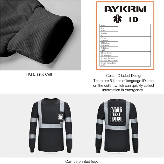 A-SAFETY Safety Shirt,High Visibility Work T Shirt Long Short Sleeve Class 3 (XS-6XL)