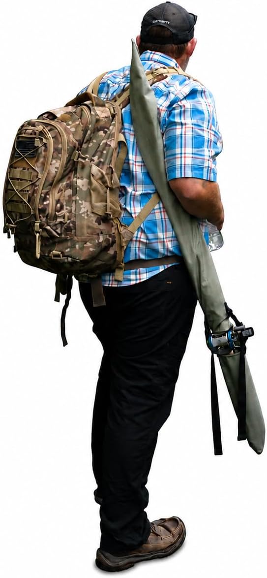 VIAM Outdoors Fishing Rod Sling: Bait & Fly Fishing Pole Case Made with Durable 500D Cordura Fabric, Water Resistant & Tough, Protect & Carry Multiple Rods, Fishing Accessories