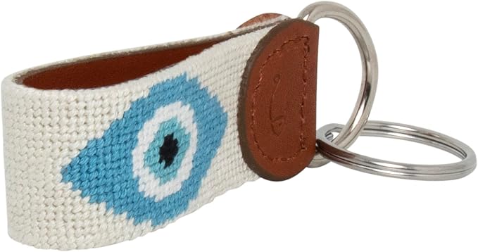 Leather Hand-Stitched Needlepoint Key Fob or Key Chain