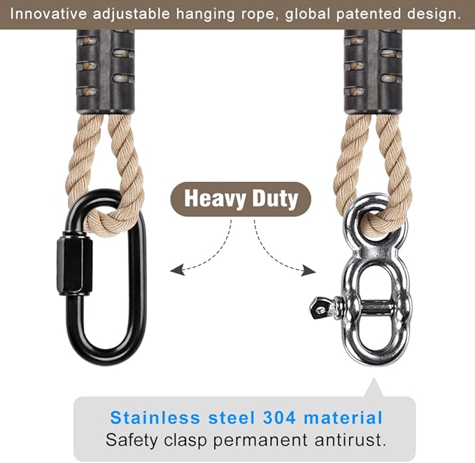 SELEWARE Tree Swing Rope Hammock Tree Straps Hanging Kit, Adjustable Rope Fast & Easy to Hang Hammock Chair Swing for Indoor Outdoor Tree Branch Camping Playground Accessories (Beige, 3ft, 2 Pack)
