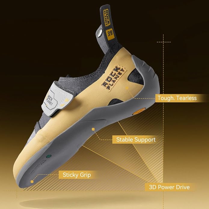 Climbing Shoes Men Lightweight Strong Anti-Slip Indoor Outdoor Rock Climbing Gym Training Beginner to Pro Performance