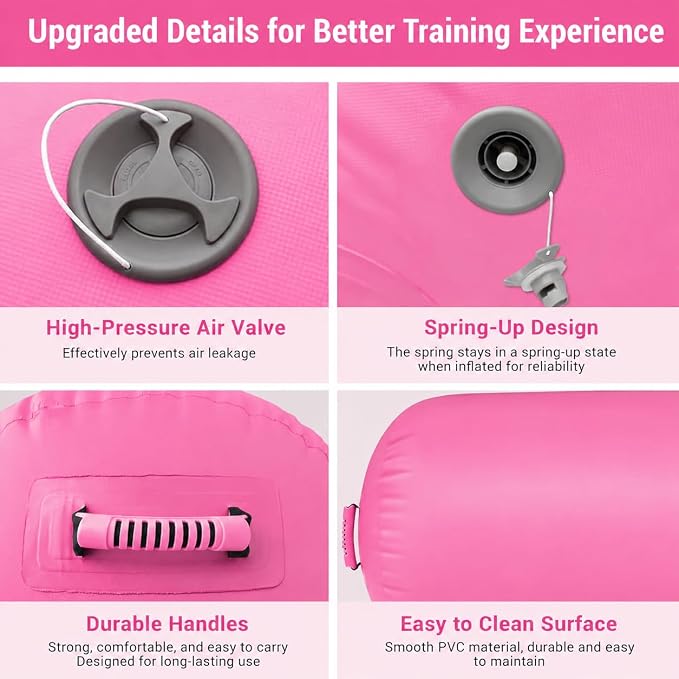 CZGBRO Gymnastics Barrel Air Roller NO Pump, Inflatable Tumbling Equipment Air Mat Octagon Mat for Backhandspring Training Cheerleading Home Use