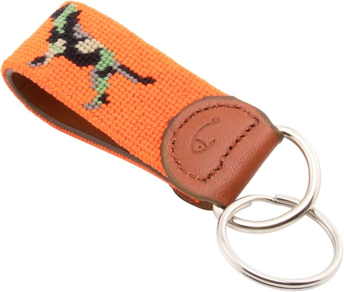 Leather Hand-Stitched Needlepoint Key Fob or Key Chain