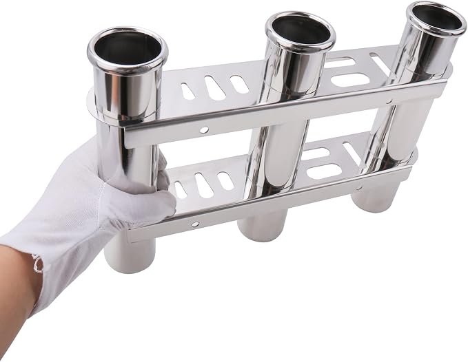 Fishing Rod Holder for Boat, Vertical Wall Mounted Fishing Rod Rack, Stainless Steel Rod Holder for Marine Boat,Fishing Boat, Truck (3 Tubes Upgrade)