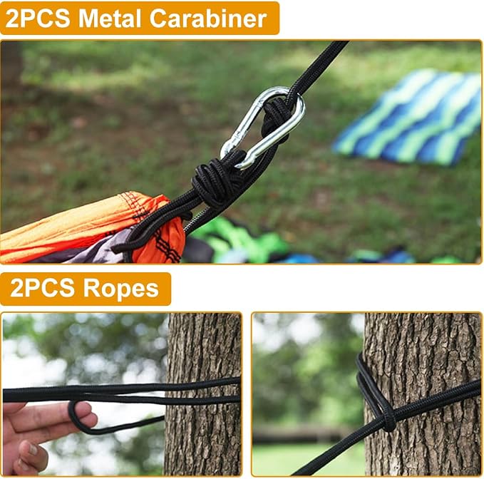 Camping Hammock with Heavy Duty Tree Straps, 660lbs Portable Hammock Tent for Outside, Outdoor Camper Hiker Essentials for Hiking Backpacking Backyard Beach(Glue)