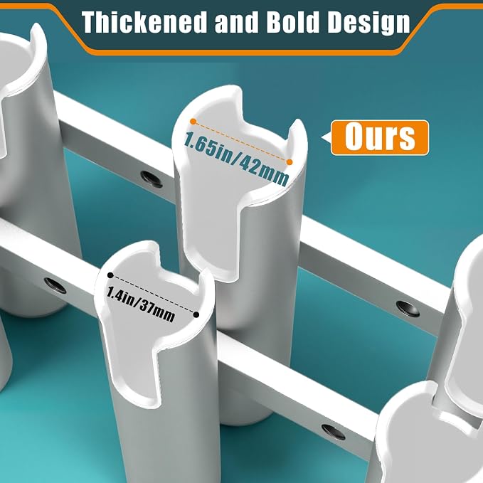 Aluminum Fishing Boat Rod Holder, 3/4 Link Tube Rod Rack, Marine Grade Aluminum Rod Mount for Boats & Yachts, Silver