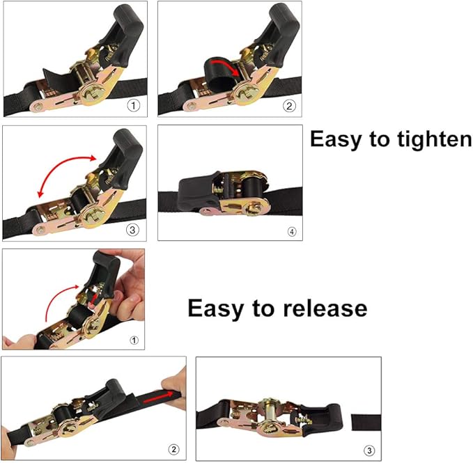 Endless Ratchet Tie Down Straps Heavy Duty Cargo Tie Downs,4FT Sturdy Nylon Black Strap Down Ratcheting Securing Straps, Track Spring Fittings, Tie-Down Motorcycles, Trailer Loads, Kayak （4ft x 2pcs）