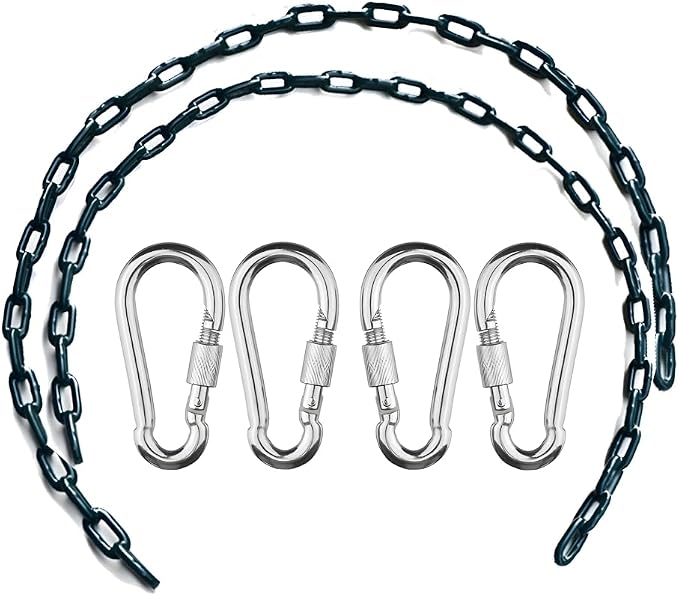 Swing Chains (2) Fully Coated for Swing Set with 4 Free Quick Links Anti-Rust Iron Link Chains Playground Kids Tree Swing Seat Accessories and Replacement Support 660 Lb (Green)