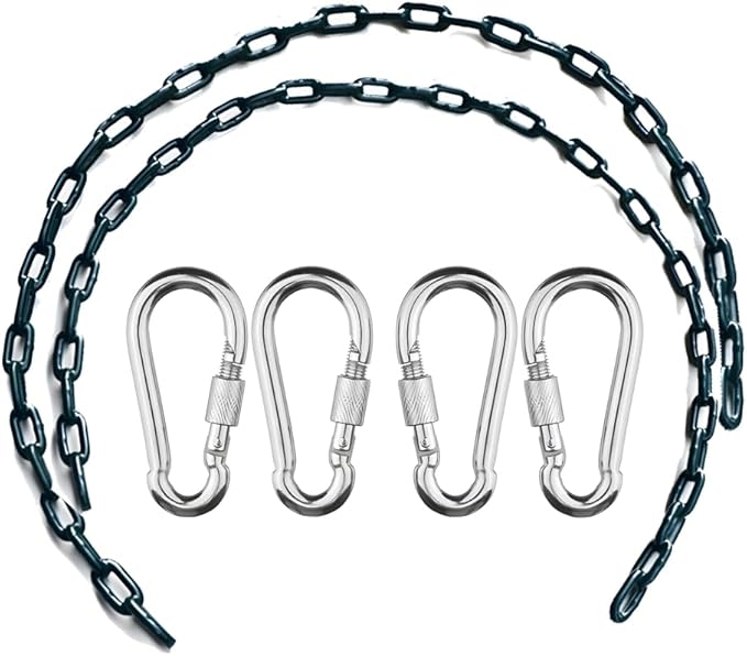 Swing Chains (2) Fully Coated for Swing Set with 4 Free Quick Links Anti-Rust Iron Link Chains Playground Kids Tree Swing Seat Accessories and Replacement Support 660 Lb (Green)