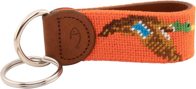 Leather Hand-Stitched Needlepoint Key Fob or Key Chain