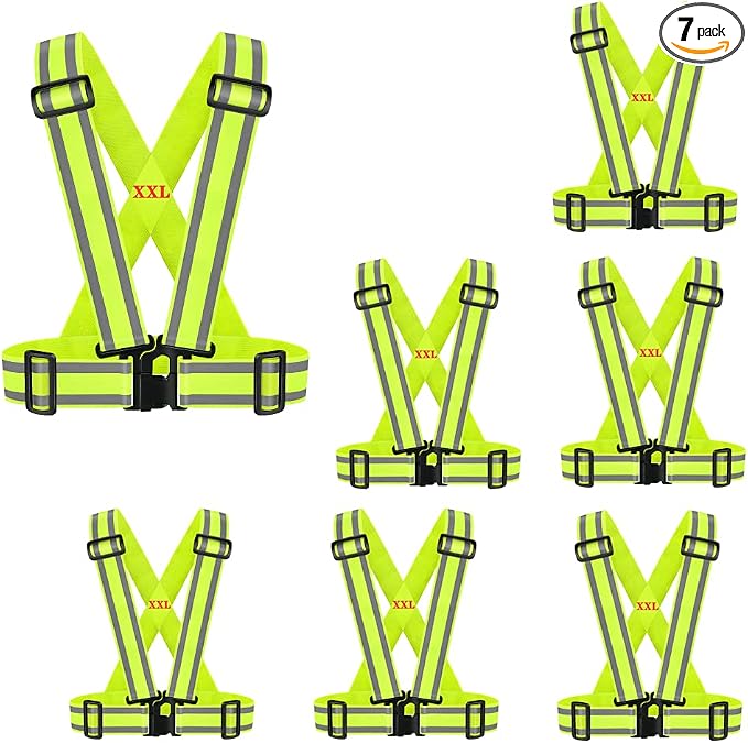 High Visibility Safety Vest | Reflective Running Gear for Walking,Cycling,Construction,Motorcycle|Men,Women(7PACK-XXL)