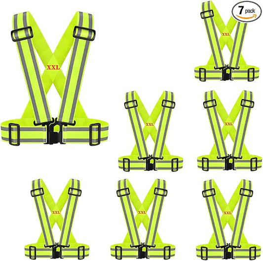 High Visibility Safety Vest | Reflective Running Gear for Walking,Cycling,Construction,Motorcycle|Men,Women(7PACK-XXL)
