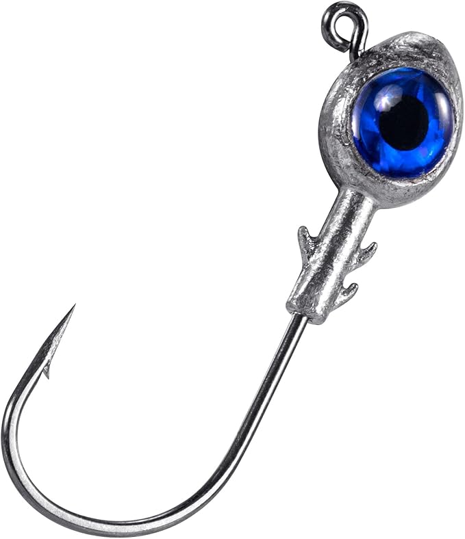 Dr.Fish 10 Pack Fishing Eyes Jigs 3D Eyes Trout Heads Bass Hook Saltwater Swimbait Jig Heads Freshwater Walleye Redfish Striper 1/2oz 3/8oz 1/4oz 3/16oz