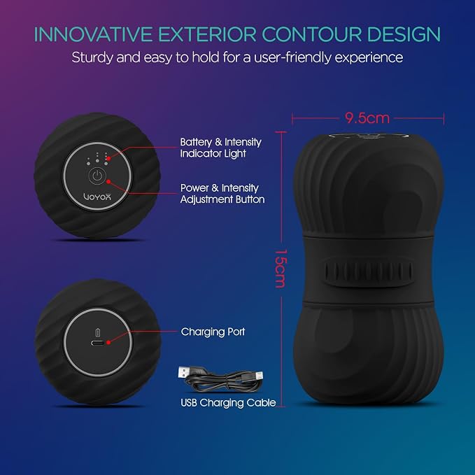 Vibrating Peanut Massage Ball Roller, Electric Double Lacrosse Massage Ball with 4 Intensities for Muscle Pain Relief, Rechargeable Deep Tissue Massage, Yoga Sports Fitness MB300 (Black)
