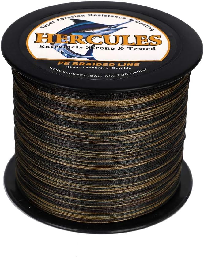HERCULES Cost-Effective Super Cast 8 Strands Braided Fishing Line 10LB to 300LB Test for Salt-Water,109/328/547/1094 Yards(100M/300M/500M/1000M),Diam.#0.12MM-1.2MM,Hi-Grade Performance,Variety Colors