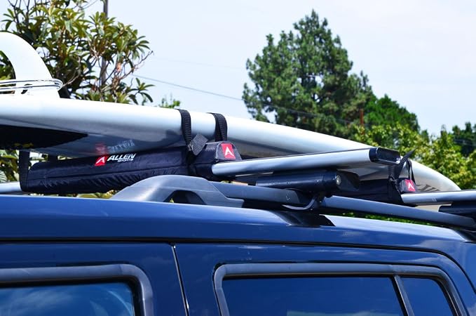 Allen Sports 24 inch Aero Roof Rack Pads with 8 ft Straps Set for Surfboards SUP Snowboard, Model 7010SU