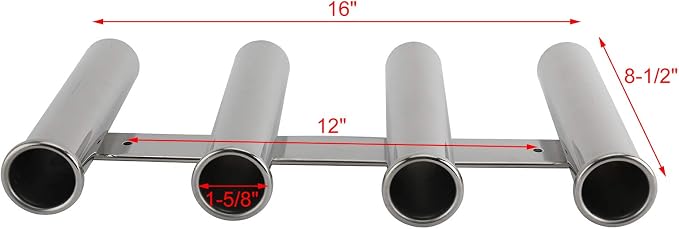 YaeMarine Fishing Rod Holder 316 Stainless Steel Fishing Rod Rack 3Tube/4Tube/5Tube/6Tube Mirror Finish for Marine Boat Yacht Camper