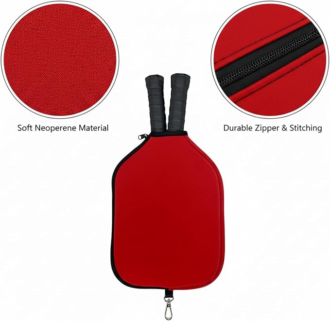 2-Pack Neoprene Racket Covers for Table Tennis & Badminton, Protective Storage Sleeves with Hanging Loop, Scratch-Resistant Paddle Cases