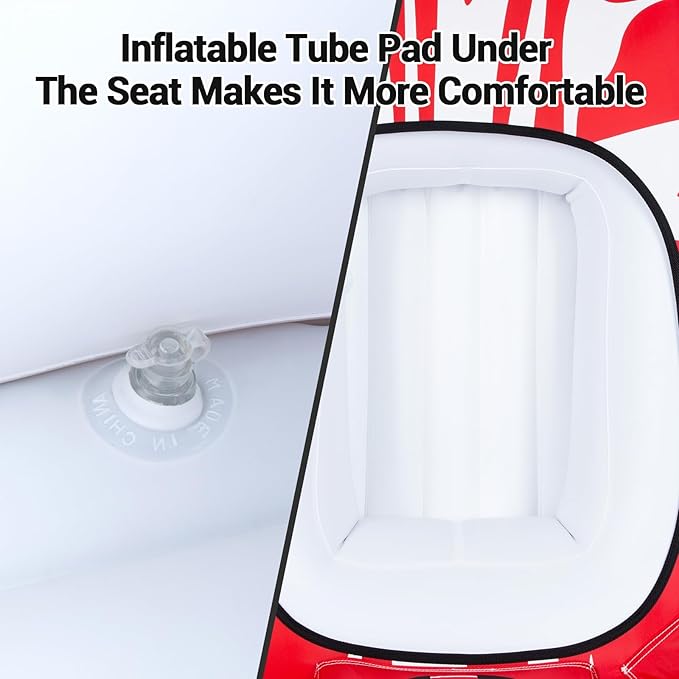 ZOOMBROS Towable Tube for Boating 2-Person, Secure Cockpit Seating for Kids & Family Safety, Heavy-Duty Water Sport Towables Large Capacity with Quick Connector, Less Drag