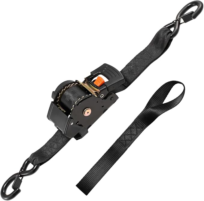 VEVOR Retractable Ratchet Straps, 2 in x 10 ft, Tie Down Straps with S Hooks, 3033 lbs Break Strength, 2 Soft Loops, Tie Down Ratcheting for Moving, Trailers, Motorcycles, Kayaks, Car Roof, 2 Pack