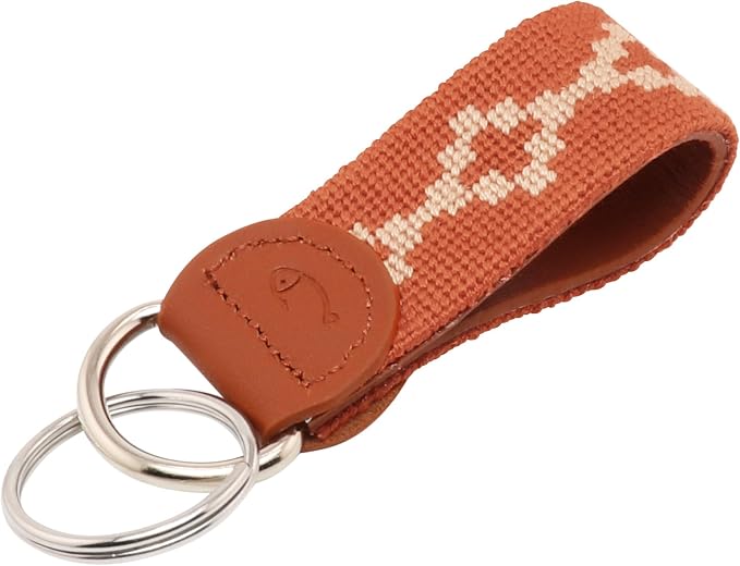 Leather Hand-Stitched Needlepoint Key Fob or Key Chain