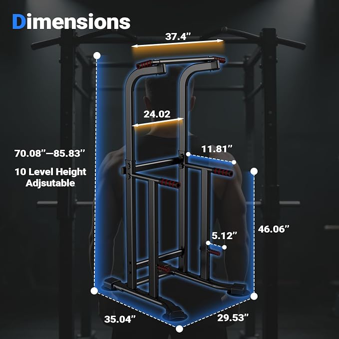 YYJO Pull Up Bar Dip Bar Power Tower Free Standing Home Gym Workout Equipment 450 LBS Weight Capacity