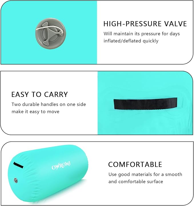 Inflatable Gymnastics Air Mat Tumble Track with Gymnastics Air Barrel - Inflatable Air Spot Tumbler Backbend Trainer Air Roller Tumbling Mat with Electric Pump