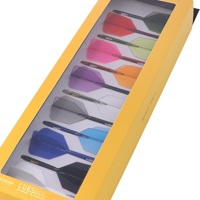 CUESOUL ROST 77 Integrated Dart Shaft and Flight Big Wing/Standard Shape Colour Collection Pack of 12 pcs