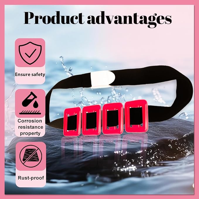 4Pcs 2.2Ib Dive Weights Belt Red Coated Diving Weight Block for Scuba Diving Coated Dive Weights Nylon Dive Belt with 1 Metal Quick Release Buckle for Free Diving Underwater Operations