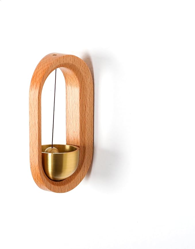 Shopkeepers Bell - Magnetic Attached Doorbell for Door Opening - Unique Office Ornament and Hanging Decoration for Business Entrance, Fridge Sticker and Barn Door (Side-Fixing-Beechwood)