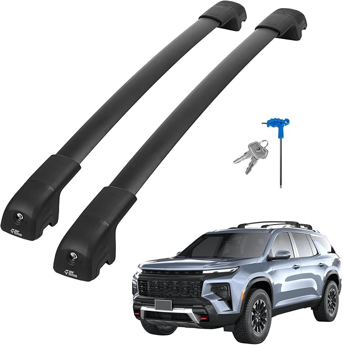 JOYTUTUS Lockable Roof Rack Cross Bars Compatible with Chevy Chevrolet Traverse 2022-2026, Heavy Duty 300LBS Anti-Theft Aluminum Crossbars for Rooftop Cargo Carrier Luggage Kayak Canoe Ski Snowboard