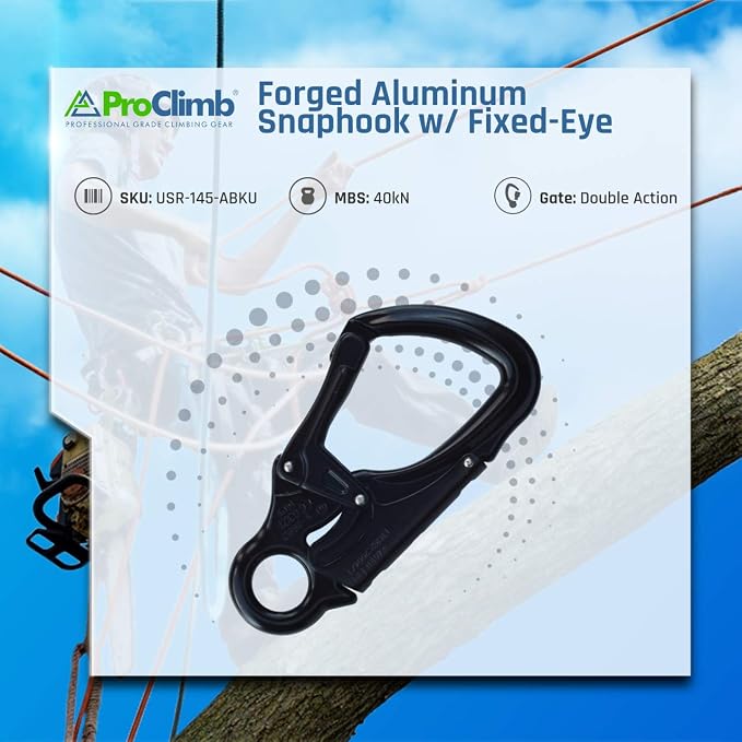Forged Aluminum Carabiner Snaphook | Perfect for Rock Climbing, Arborists, Fire Fighters, Rescue Ops