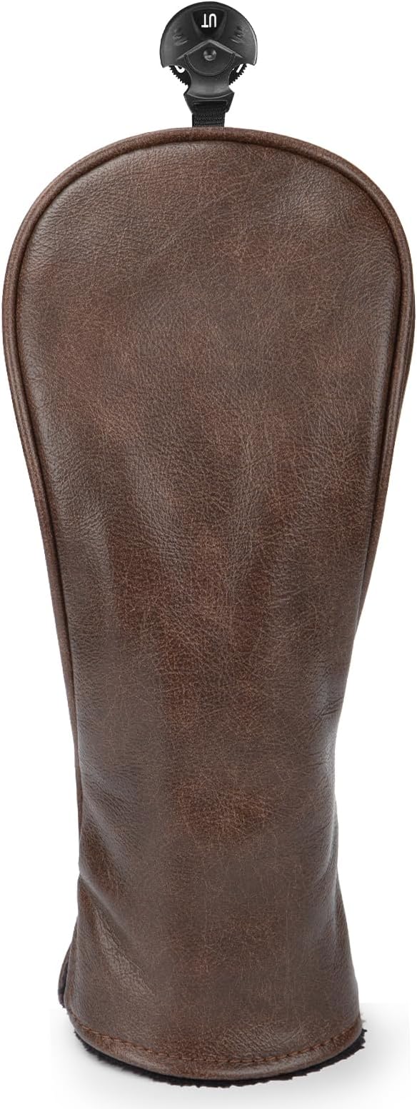 Golf Club Cover Vintage PU Leather Driver Headcover Fariway Wood Headcovers Hybrid Covers with Interchangeable Tags Golf Head Cover for Extra Club Protection