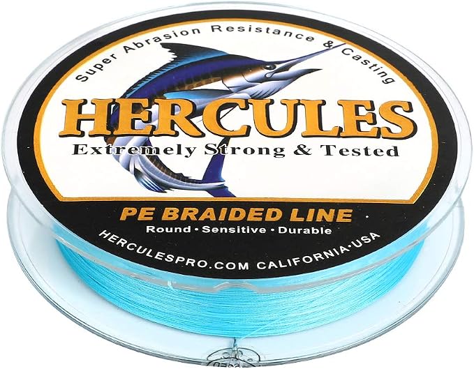 HERCULES Cost-Effective Super Cast 8 Strands Braided Fishing Line 10LB to 300LB Test for Salt-Water,109/328/547/1094 Yards(100M/300M/500M/1000M),Diam.#0.12MM-1.2MM,Hi-Grade Performance,Variety Colors