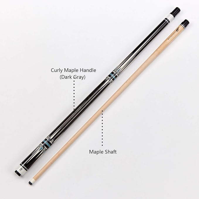 Collapsar CXT Pool Cue with Soft Case,Black with Cream Points and Turquoise,Wrapless Handle 58Inch Professional Pool Stick