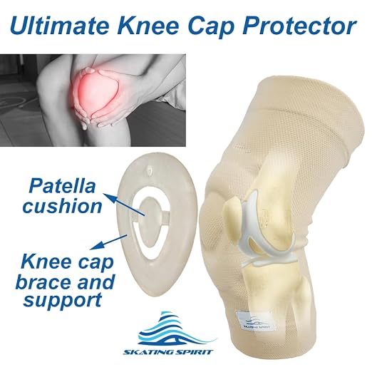 SKATINGSPIRIT Gel Knee Pads (1 Pair), Cushion and Support Knee Cap for Dancing Figure Skating Gymnastic, Youth and Adult (Small) Beige