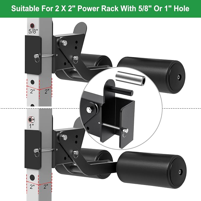 SELEWARE Squat Rack Attachment, Y-Shaped Dip Bar Attachment, Nordic Hamstring Curl Attachment and Lever Arms for 2x2 or 3x3 Power Rack with 5/8" or 1" Hole, Power Cage Accessories for Home Gym
