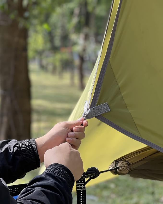 Sunyear Camping Hammock with Net and Hammock Tent Rain Fly Bundle - Perfect for Hiking, Backpacking, Outdoor Sleeping and Camping Survival