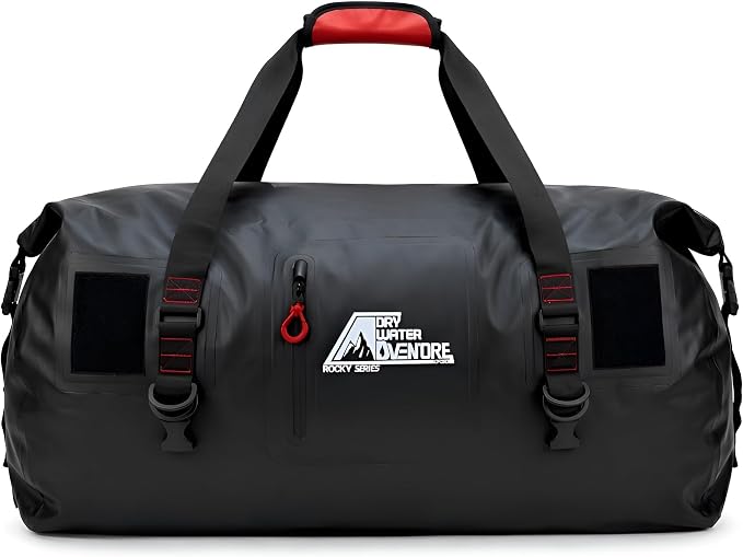 Waterproof Duffel Bag 80L - Marine Grade Dry Bag with Tie Down Straps for Motorcycle Touring, Boating, Camping | Roll Top Seal