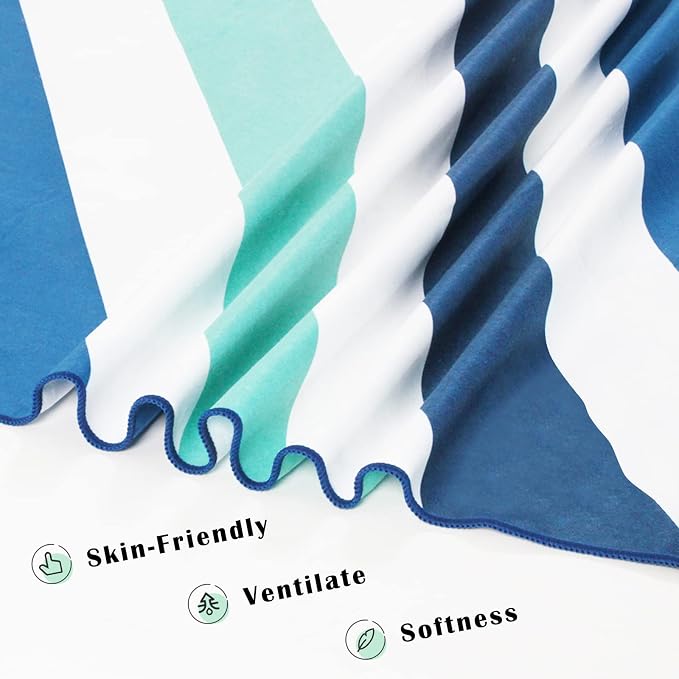 Whale Flotilla Large Quick Dry Beach Towel (30"x60"), Microfiber Sand-Free Beach Towels, Super Absorbent Compact Pool Travel Accessories, Aqua