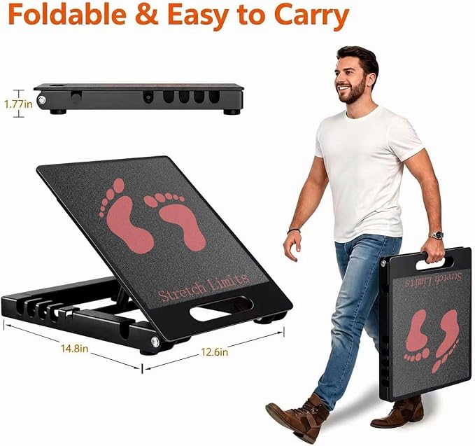 Slant Board for Calf Stretching, Heavy Duty Steel Squat Wedge, 5-Level Adjustable Incline Board, 650 lb Weight Capacity for Heel Elevated Squats, Weightlifting, Calf Stretch & Physical Therapy